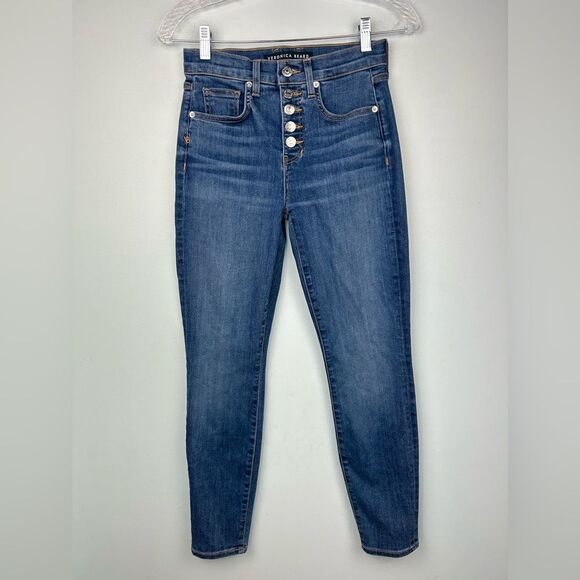 VERONICA BEARD Debbie High-Rise Skinny Jeans Button Fly Lava Stone Dark Wash 24 - Picture 1 of 16